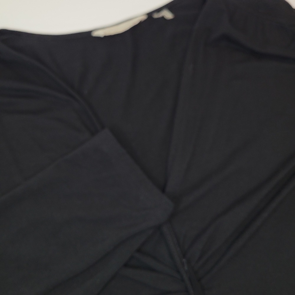 Soft Surroundings Top Womens 3X Black Excllnt Surplice V-Neck Long Sleeve 58534